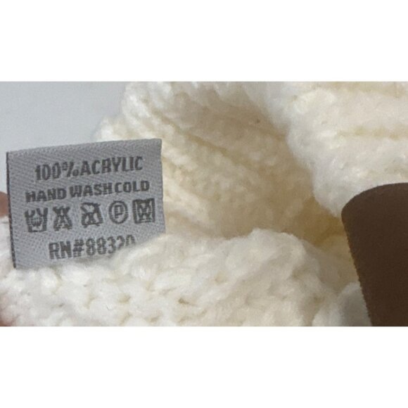 C.C Womens Ribbed Knit Beanie Hat With Faux Fur Pom Ivory One Size - Picture 7 of 7